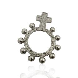 Anello rosario decina scout in acciaio con grani da 4 mm