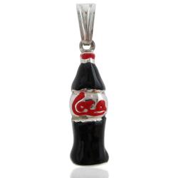 Ciondolo bottiglia coca-cola mm 24x6 in argento 925 smaltato a fuoco