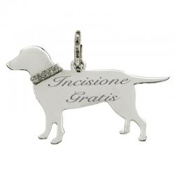 Ciondolo cane labrador mm 20x30 in argento 925 rodiato - Incisione Gratis - 
