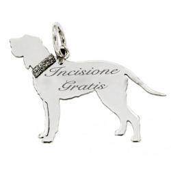Ciondolo cane Spinone Italiano in argento 925 rodiato mm 20x24 -Personalizzabile-