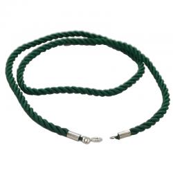 Collana girocollo funetta corda in raso verde con chiusura in argento 925 rodiato