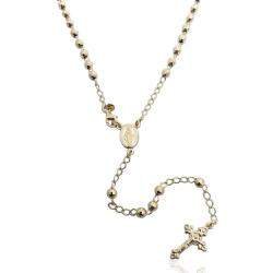 Collana rosario cm 60 con pallina faccettata da 4 mm in argento 925 placcato oro giallo