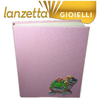 Album foto nascita battesimo rosa 25x21 pelle e argento