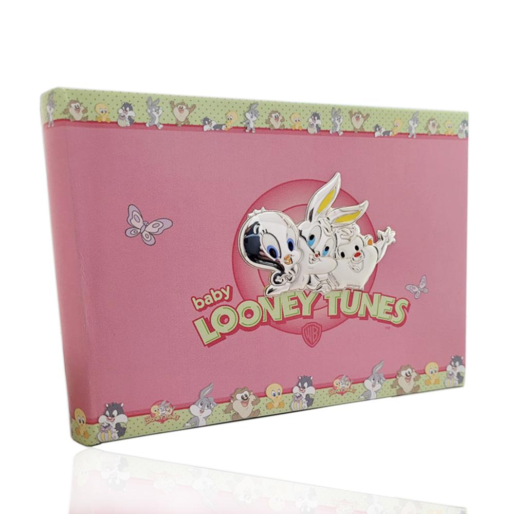 Album foto diario 15x21 looney tunes rosa con blasone laminato argento