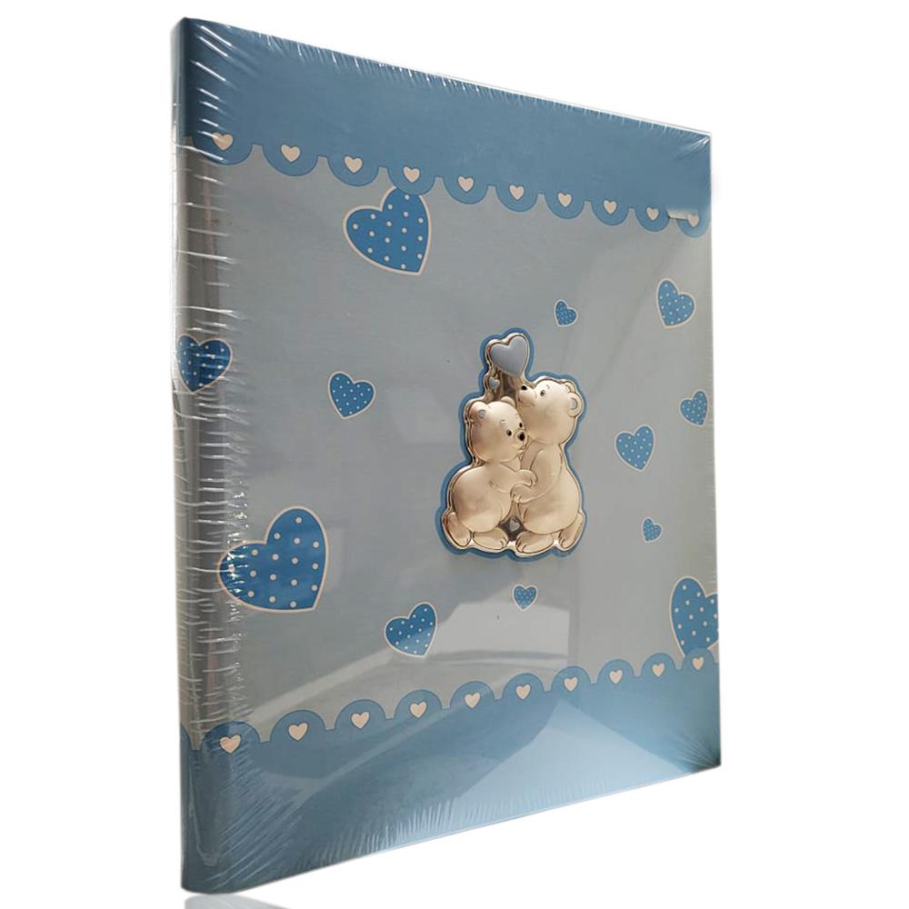 Album fotografico con orsetto in 3D, regalo per battesimo, dimensioni 15,2  x 10,2 cm argento
