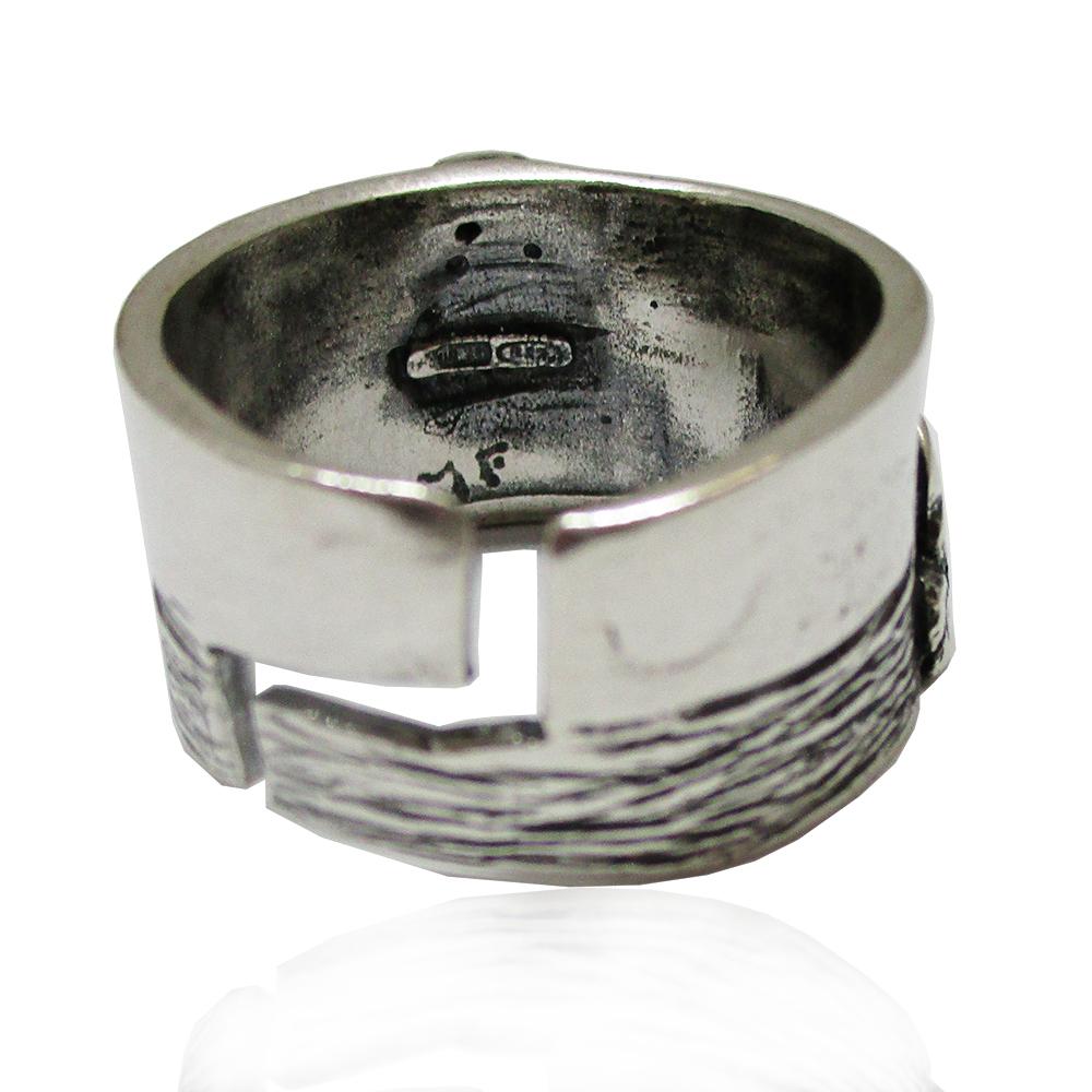 Anello a fascia faraglioni mm 13 in argento 925 brunito