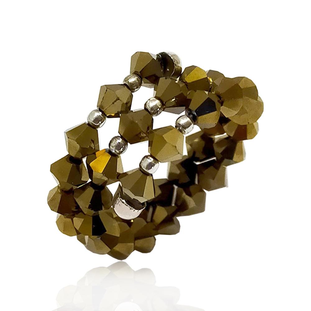 Anello a serpente con cristalli swarovski dorado mm 4 e inserti in argento 925