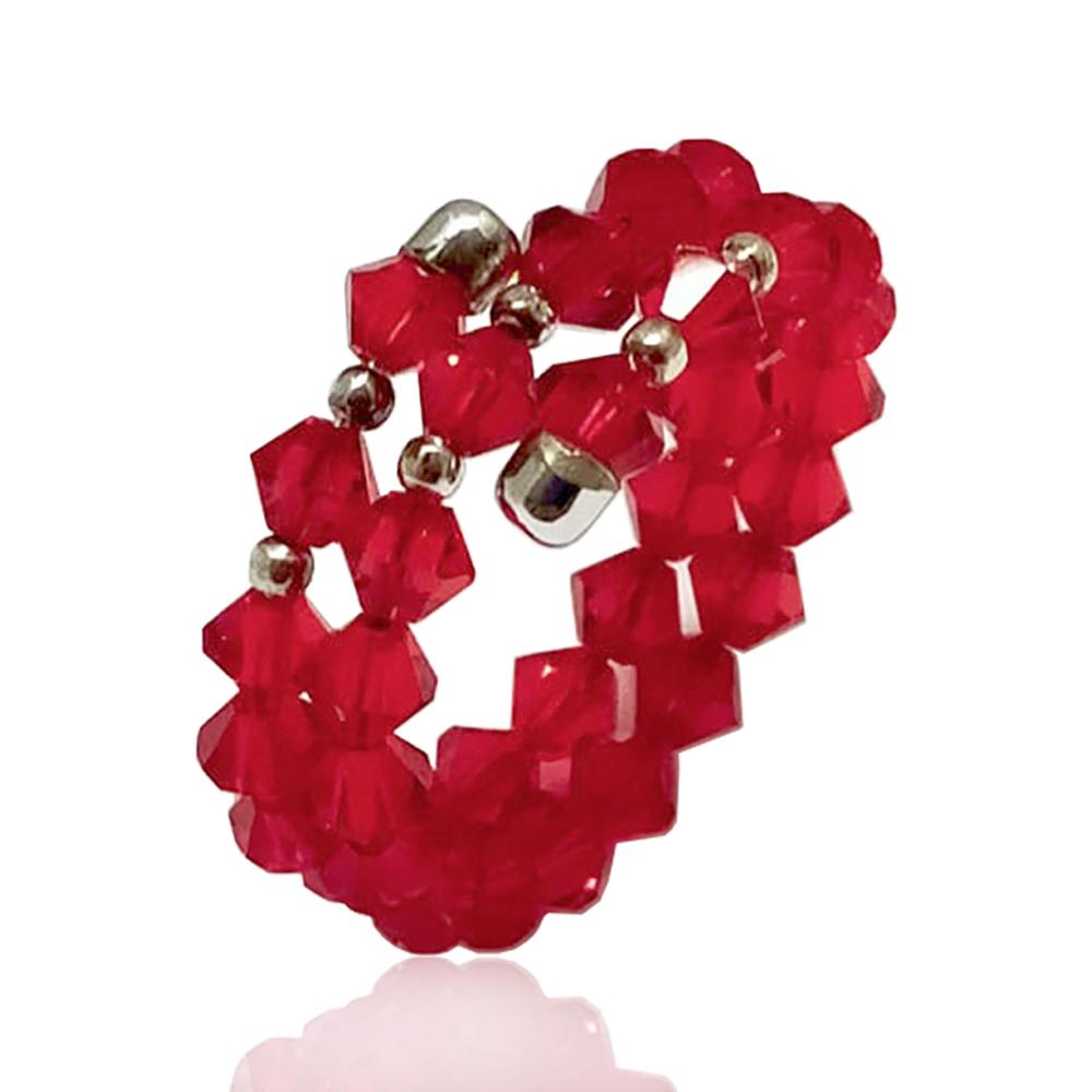 Anello a serpente con cristalli swarovski light siam mm 4 e inserti in argento 925
