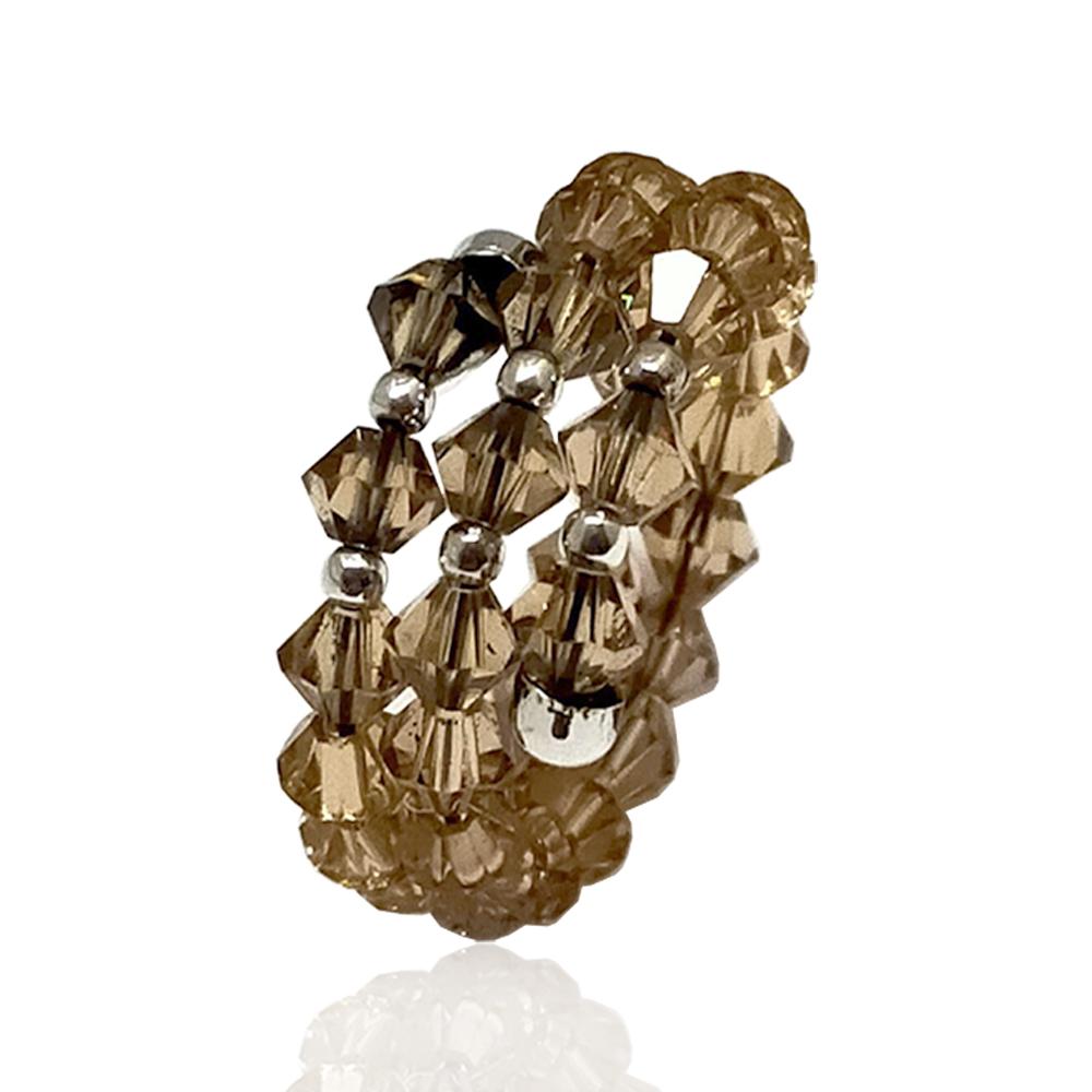Anello a serpente con cristalli swarovski light smoked topaz mm 4 e inserti in argento 925