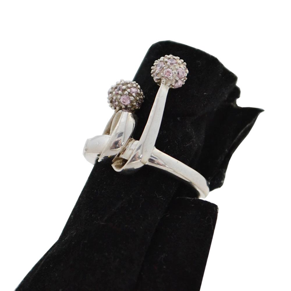 Anello collezione benetton in argento 925 rodiato con sfere zirconate rosa