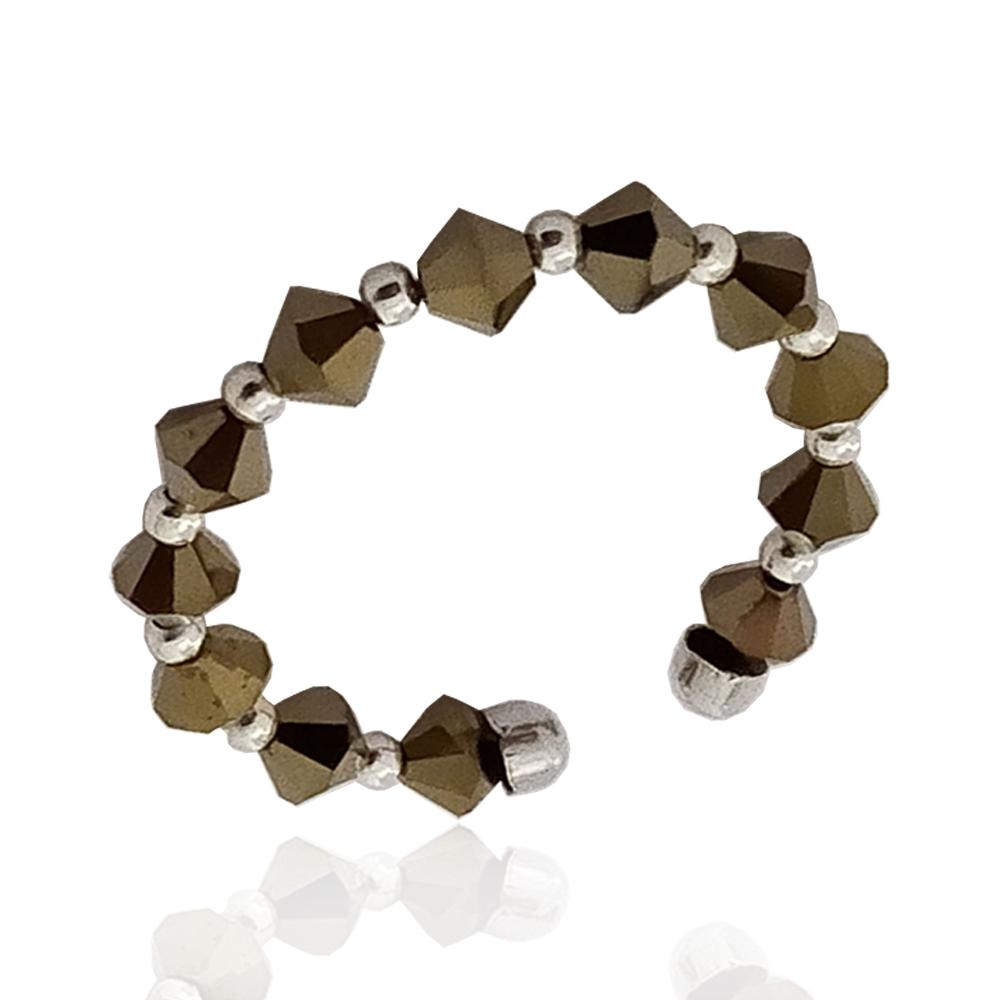 Anello con cristalli swarovski dorado ed inserti in argento 925