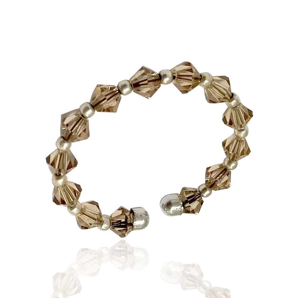 Anello con cristalli swarovski light smoked topaz ed inserti in argento 925
