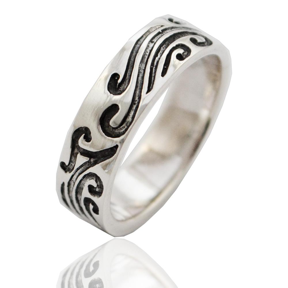 Anello fascia mm 6 in argento massiccio 925 con tribale inciso - personalizzabile-