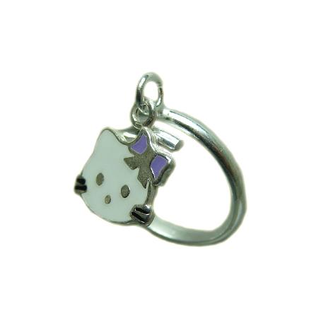 Anello in argento 925 hello kitty con smalti a fuoco