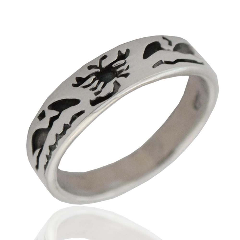Anello marinaro in argento 925 massiccio con simboli del mare incisi - personalizzabile-