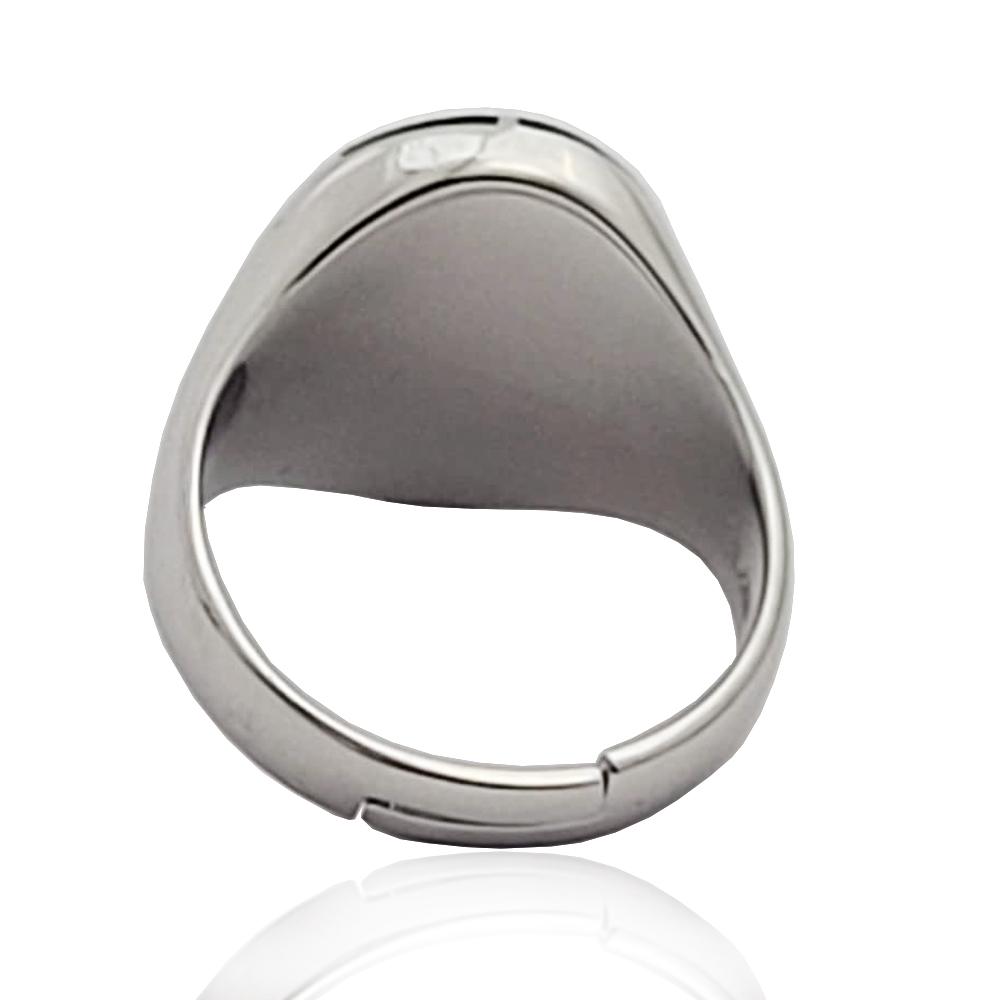 Anello da uomo ovale mm 16x14 in argento 925 rodiato con smalto nero
