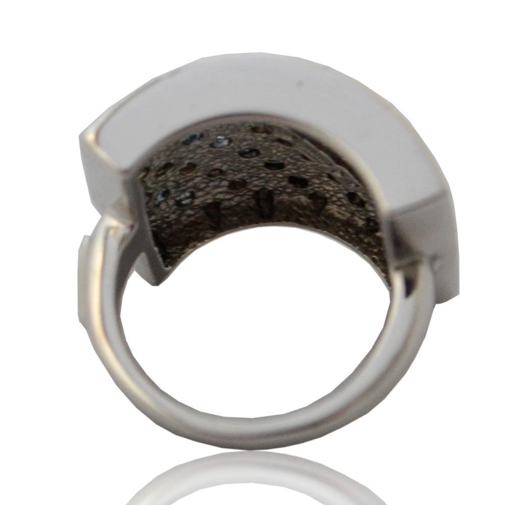 Anello pave' di zirconi bianchi e azzurri  in argento 925 rodiato united colors of benetton