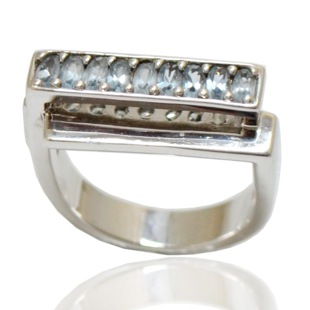Anello riviera di zirconi celesti in argento 925 rodiato collezione benetton