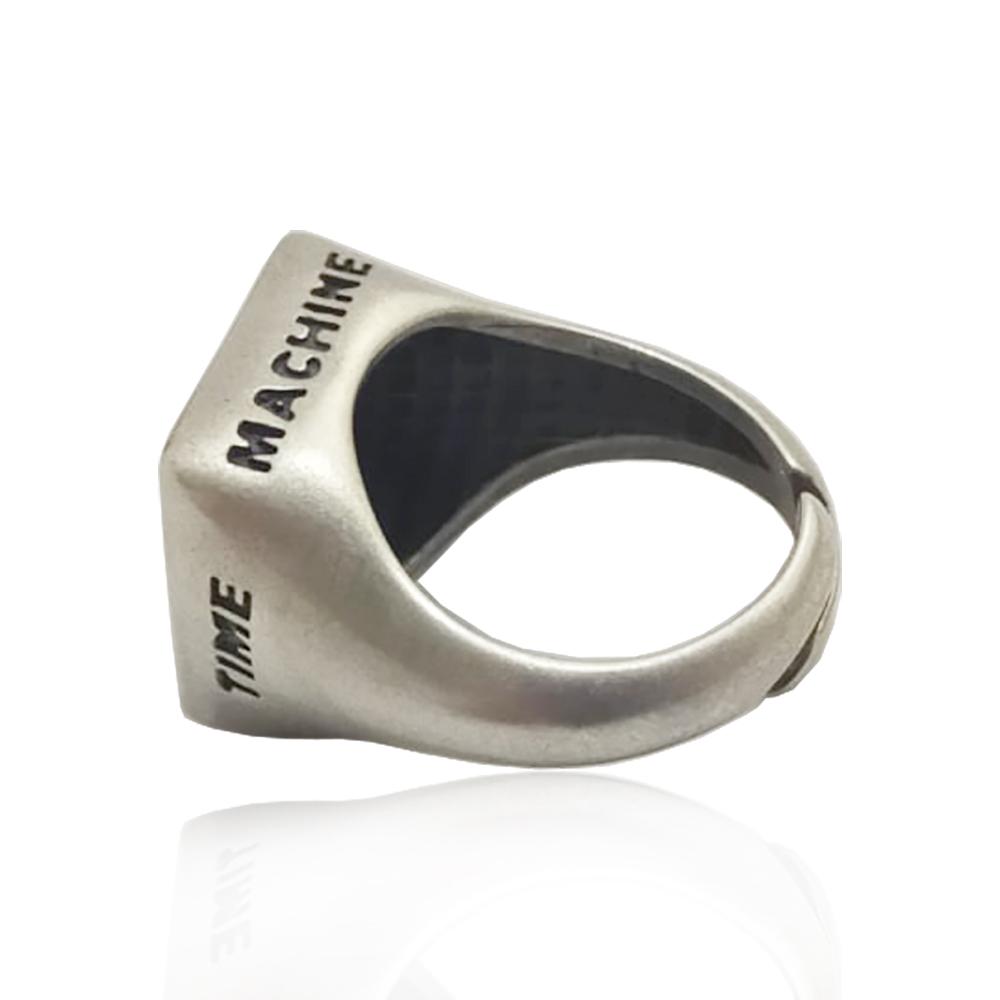 Anello time machine in argento massiccio titolo 925 satinato e brunito