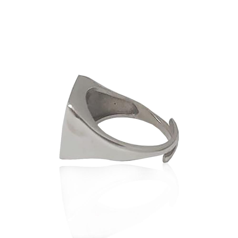 Anello da uomo in argento 925 rodiato con asino azzurro