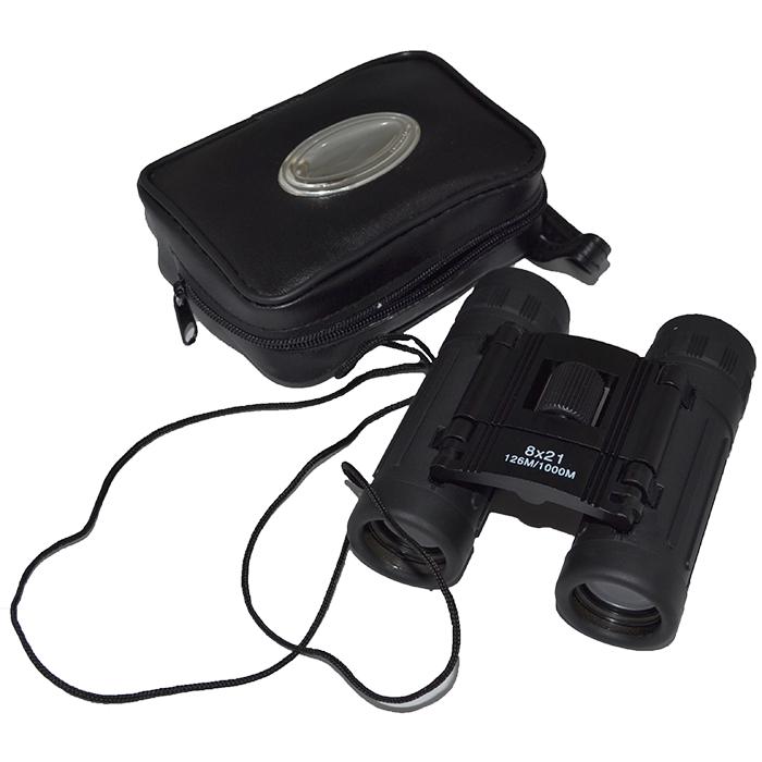 Binocolo 8x21 in gomma cm 6 con custodia in similpelle con borchia argento 925