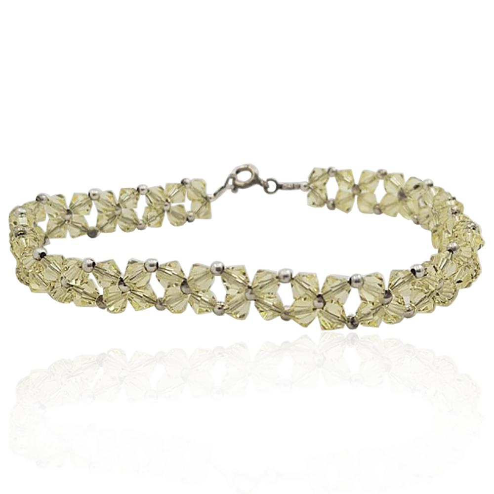 Bracciale a 2 fili con cristalli swarovski jonquil mm 4 con chiusura e tramezzi in argento 925