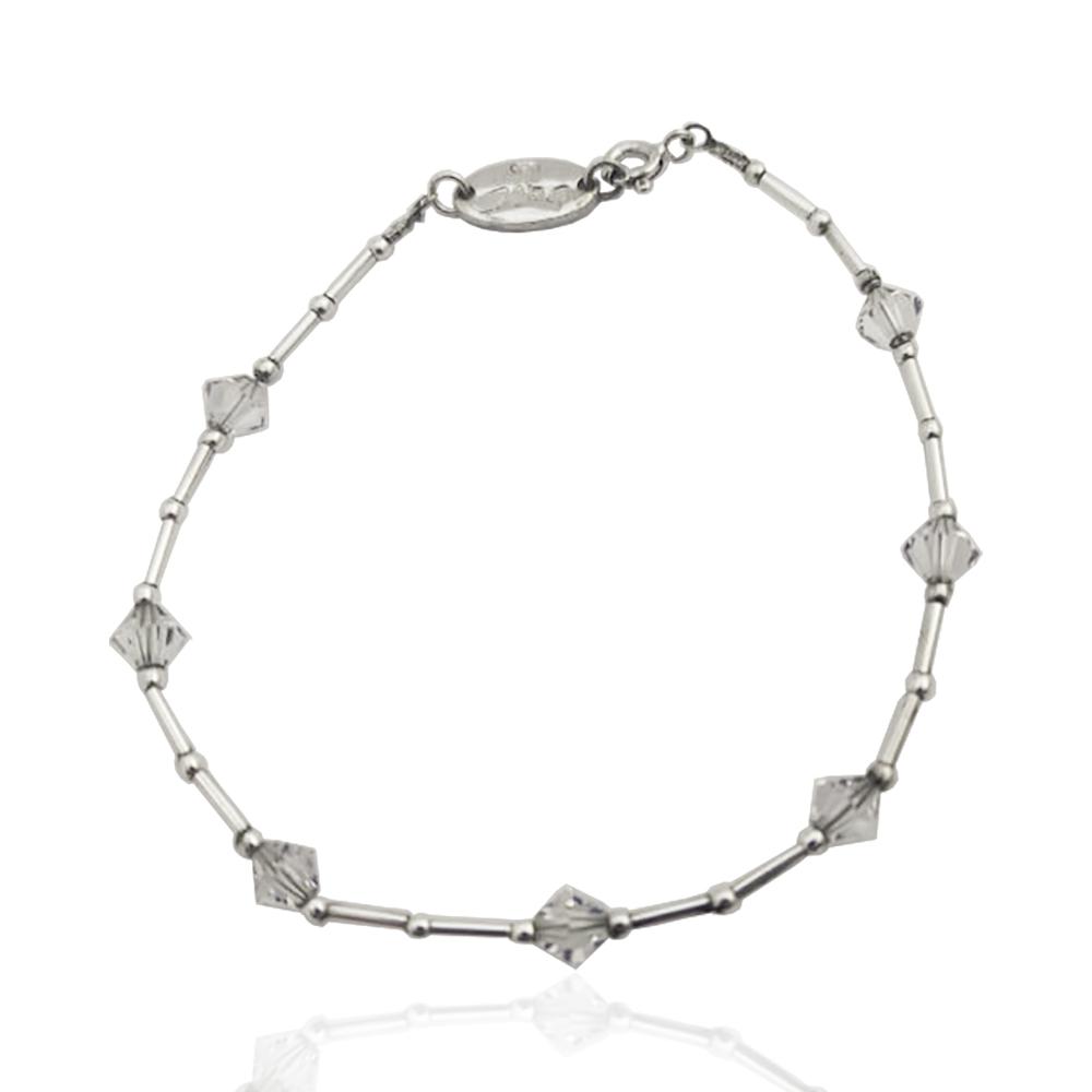 Bracciale a segmenti in argento 925 rodiato con cristalli swarovski crystal mm 5