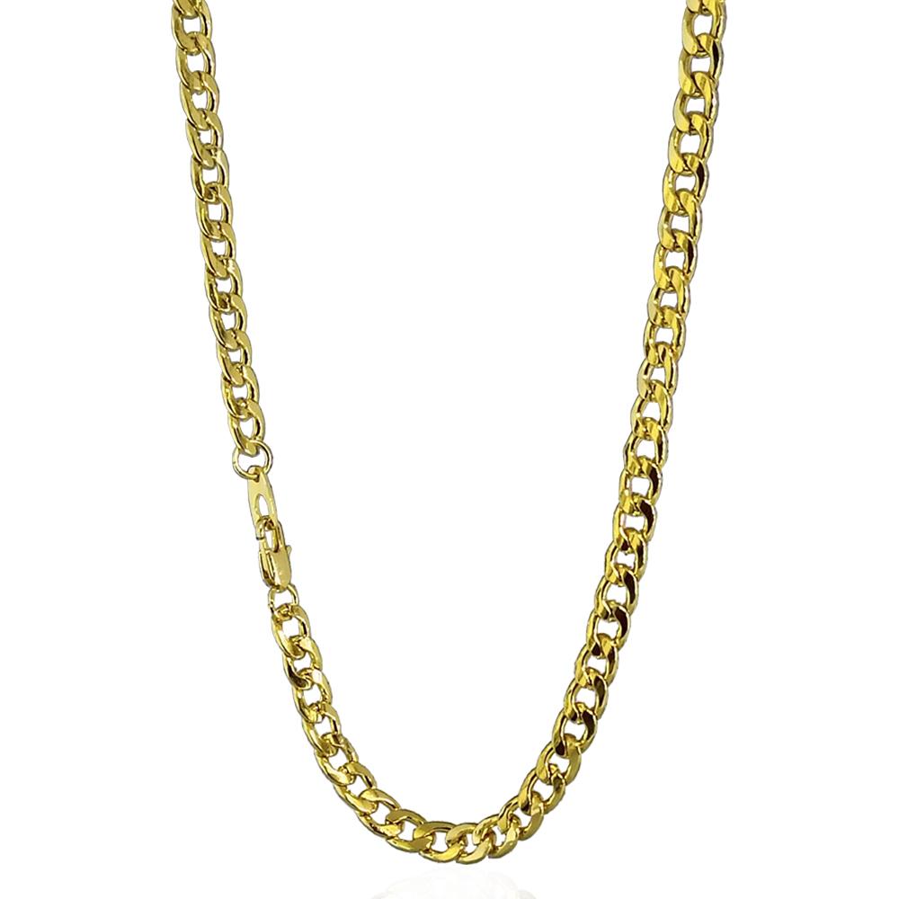 Completo collana con bracciale a catena grumetta mm 6 in acciaio placcato oro giallo