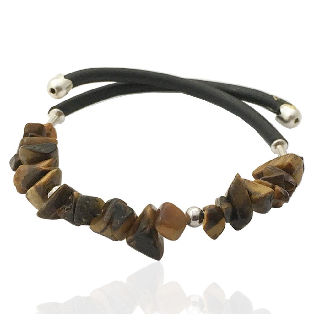 Bracciale donna in caucciù argento titolo 925 e pietre dure occhio di tigre