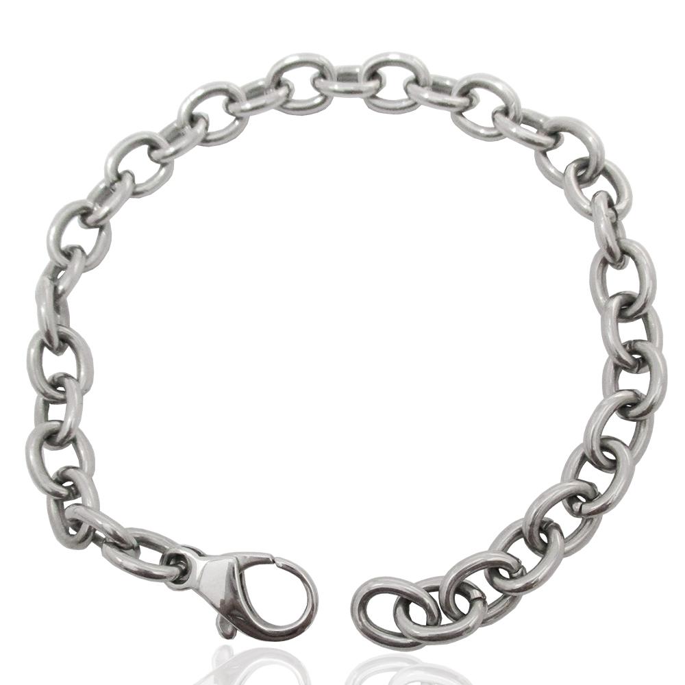 Bracciale cm 24 in acciaio anallergico con maglia a catena rolo' mm 8x2