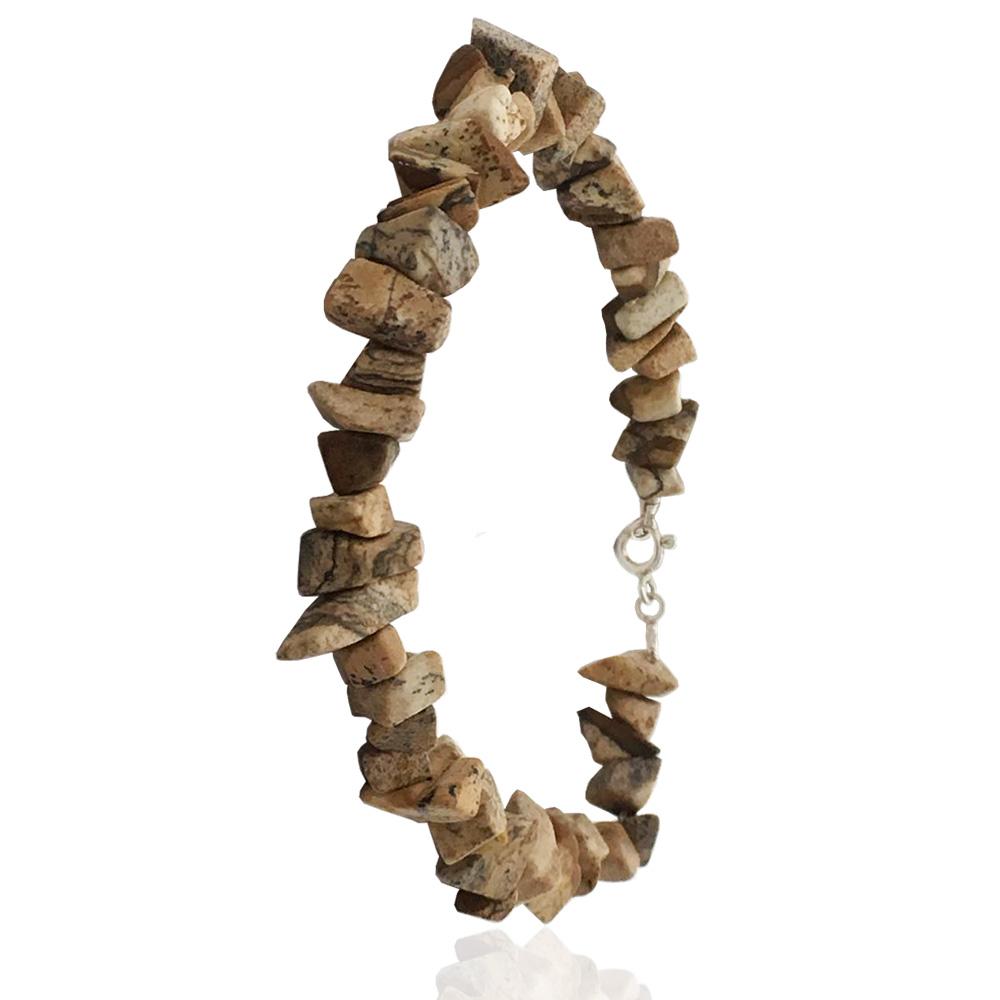 Bracciale con pietre dure naturali con chiusura in argento titolo 925 cm 19