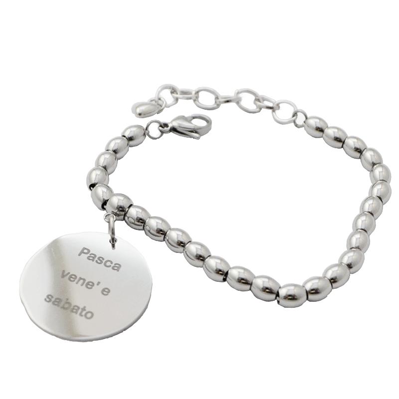 Detto in napoletano bracciale donna ad olivette in acciaio lucido 