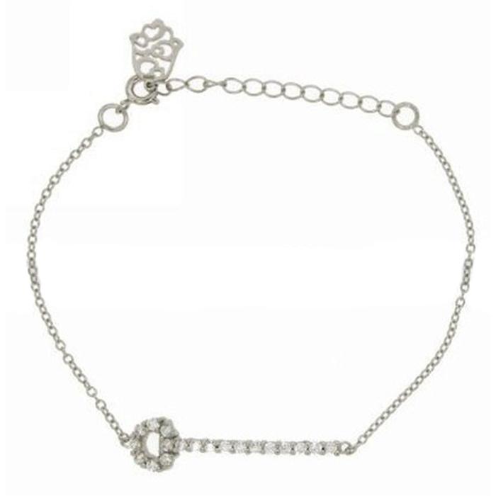 Bracciale forzatina con targa in argento 925 rodiato con zirconi bianchi