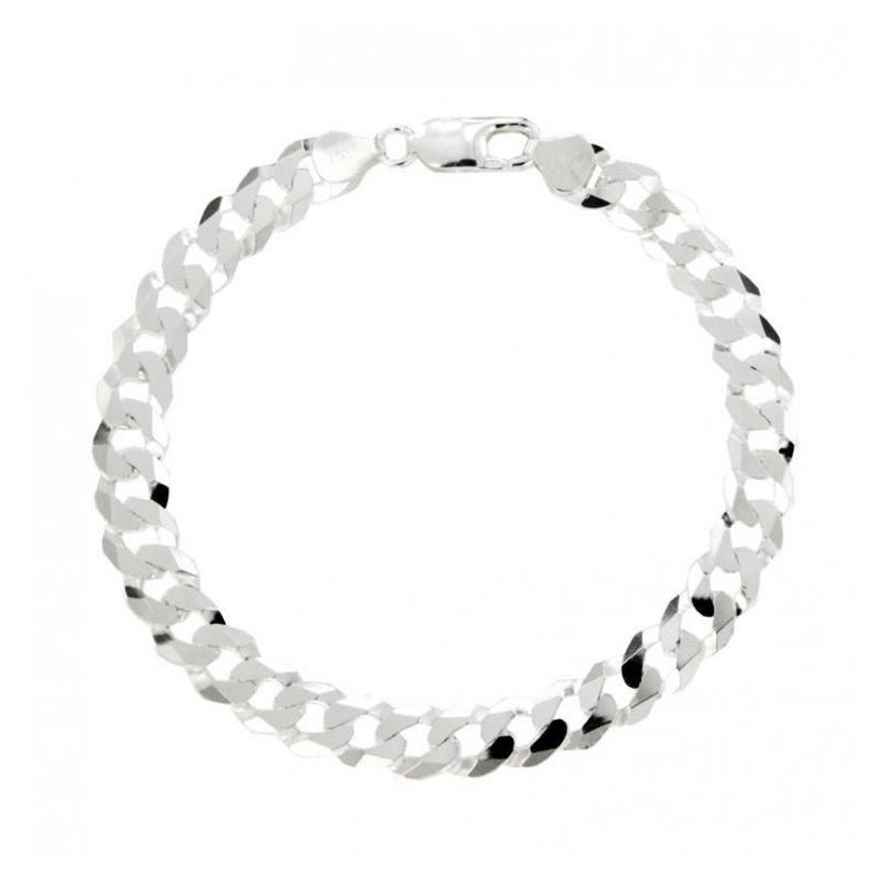 Bracciale uomo grumetta extra flat mm 8 cm 21 in argento 925 rodiato