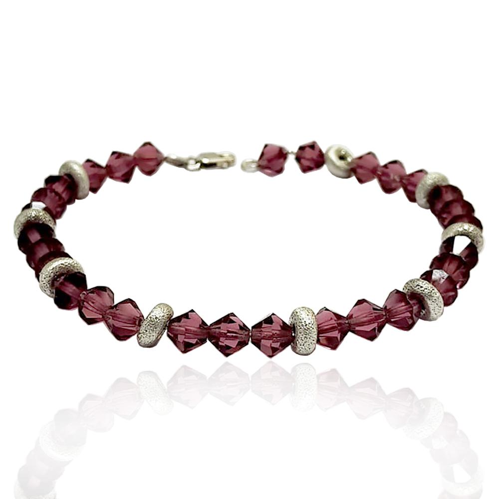 Bracciale in argento 925 con cristalli swarovski violet 6 mm