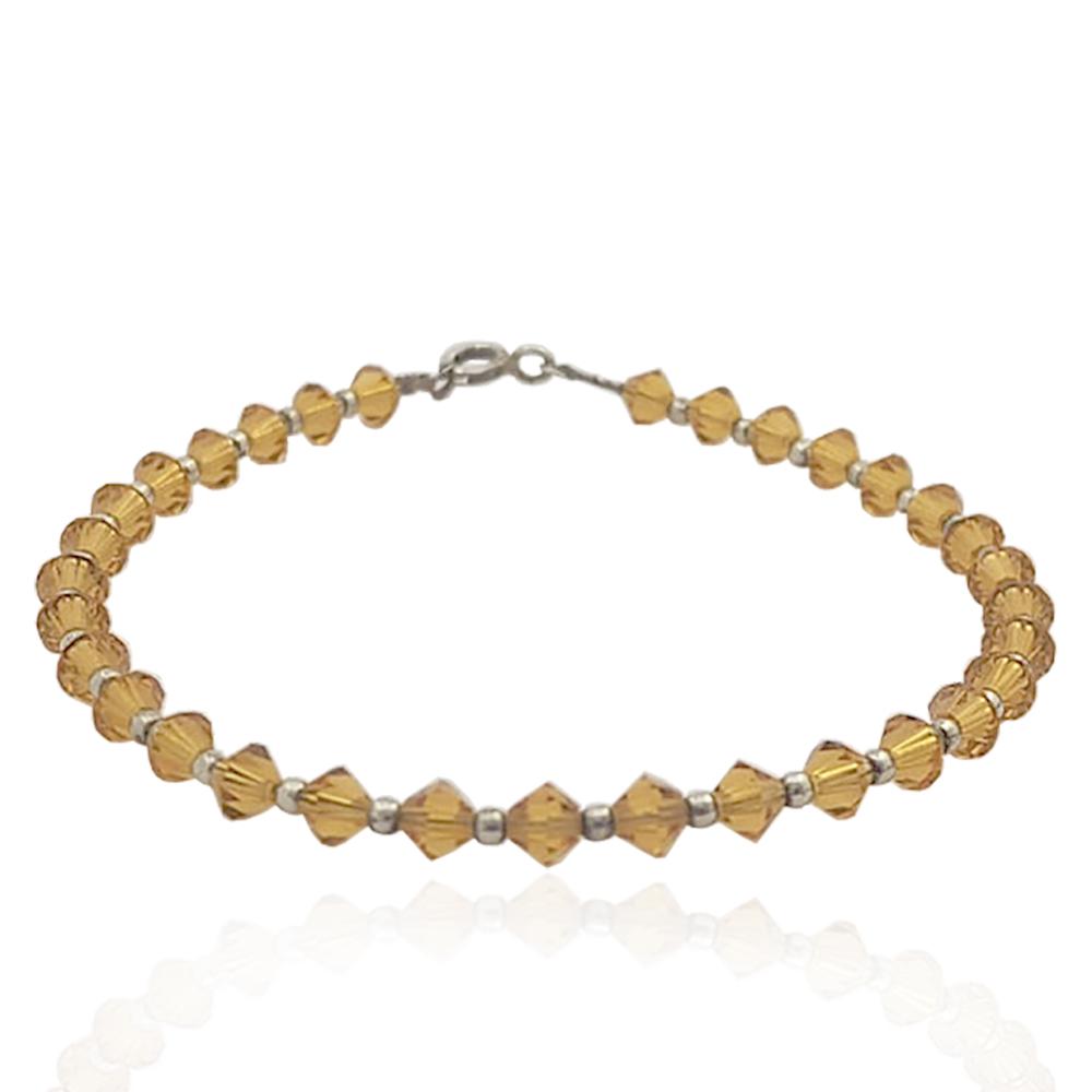 Bracciale in argento 925 con cristalli swarovski topaz da 4 mm
