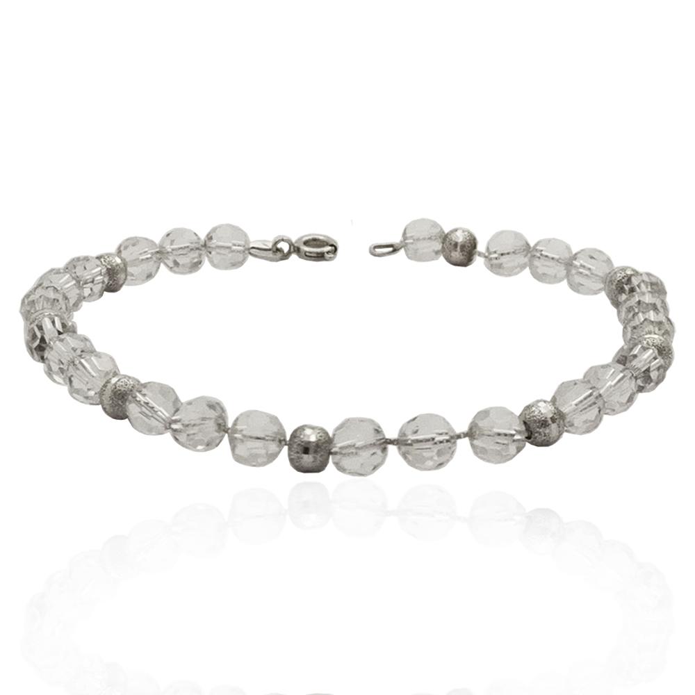 Bracciale in argento 925 con sfere da 5 mm e con sfere faccettate di cristallo swarovski crystal