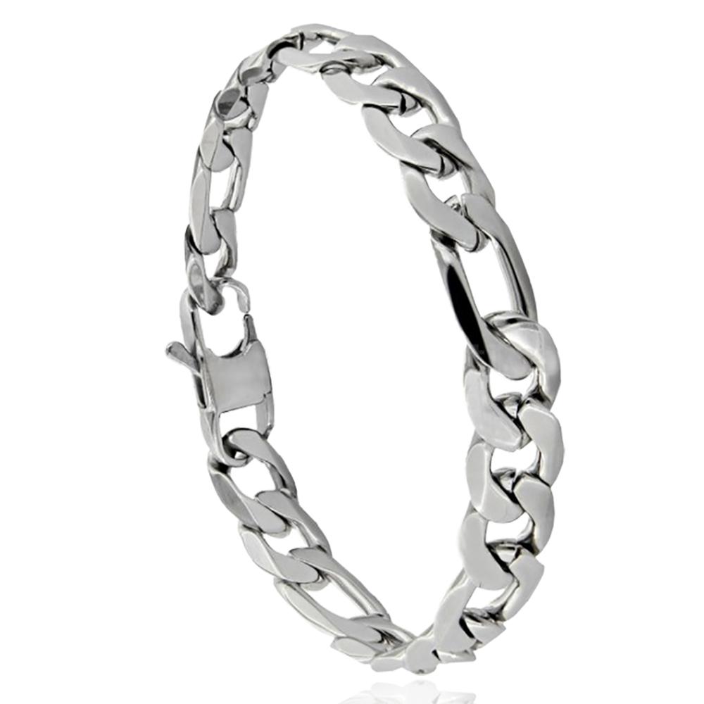 Bracciale da uomo maglia figaro (3+1) mm 10 in acciaio massiccio cm 21