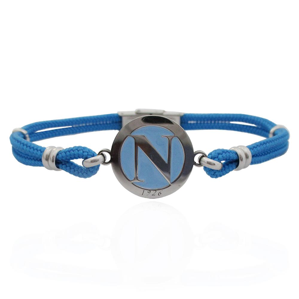 Bracciale napoli 1926 con cinturino in doppia corda azzurro e acciaio anallergico smaltato a fuoco