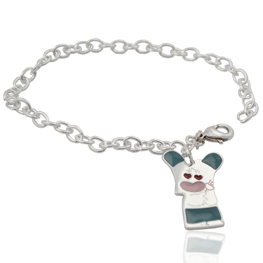 Bracciale maglia rolo' ovale in acciaio chirurgico con targhetta hello spank turchese da personalizzare