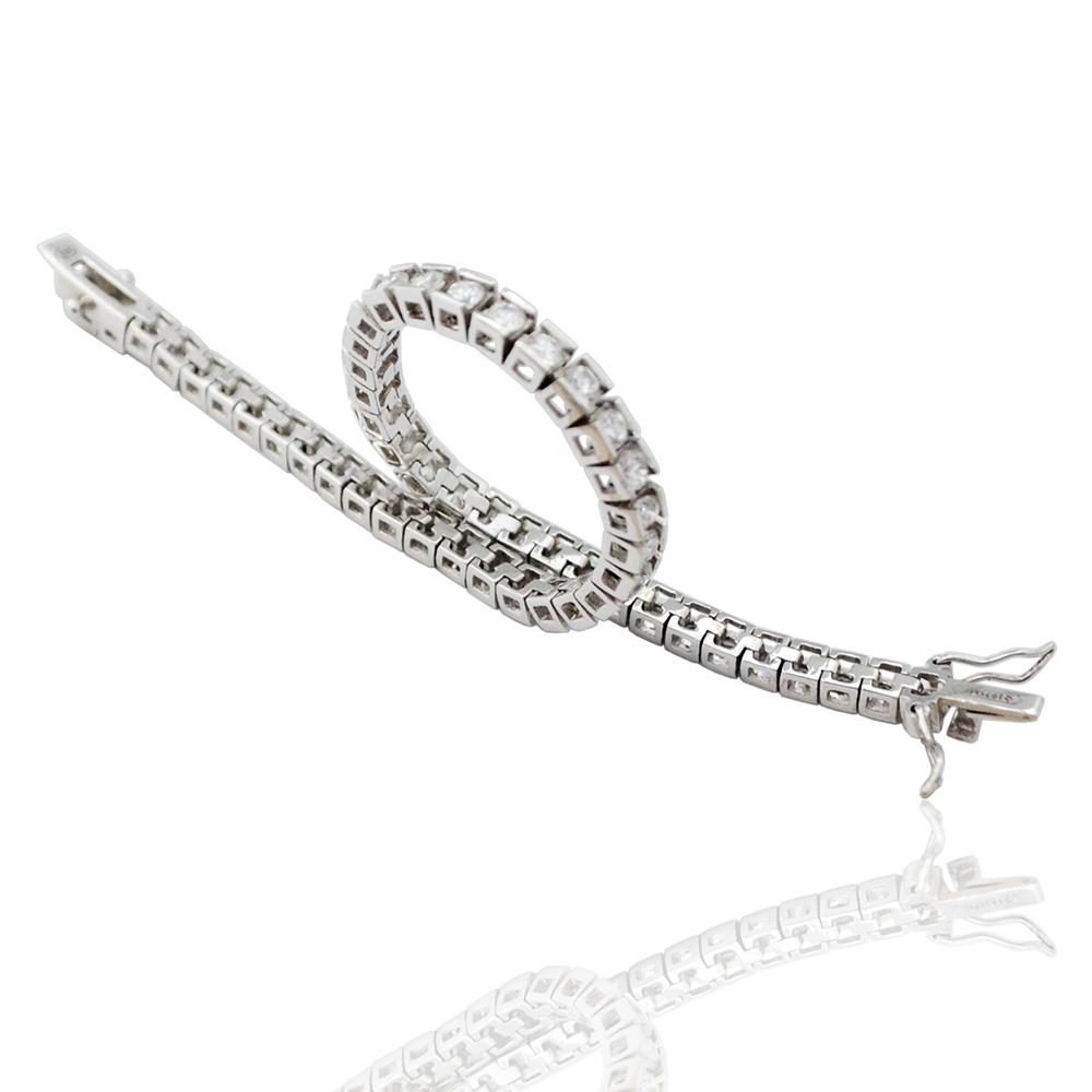 Bracciale tennis carre' mm 4 in argento 925 rodiato con zirconi bianchi in taglio brillante cm 19