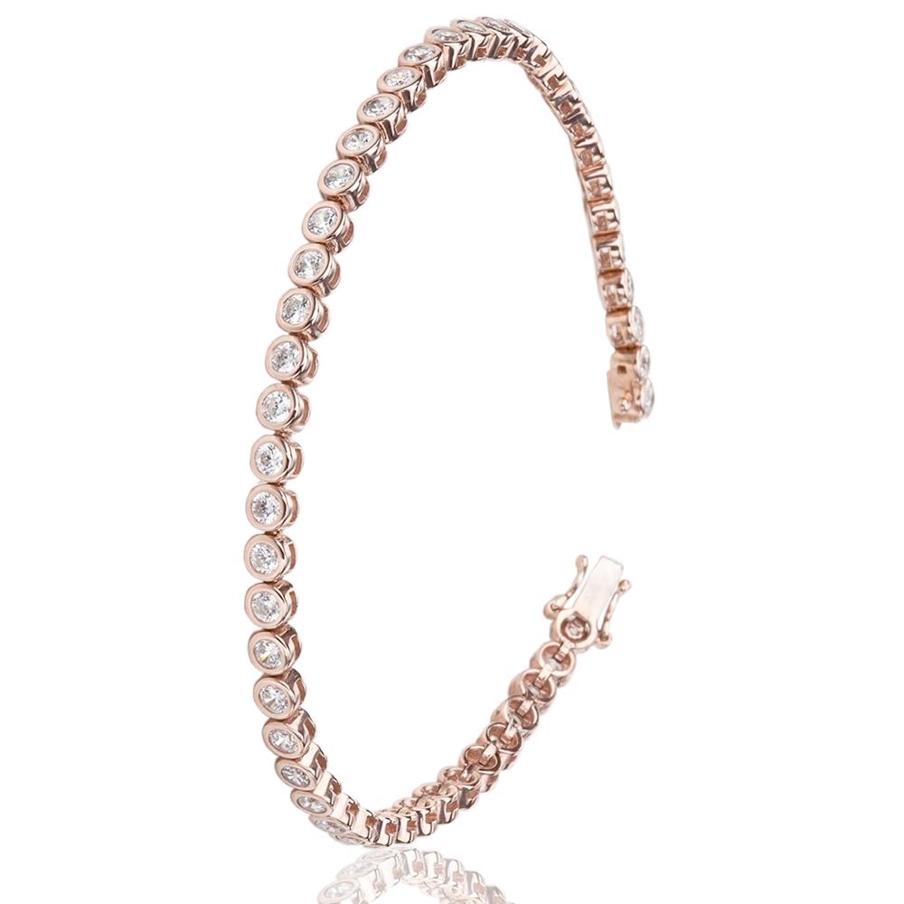Bracciale tennis cipollina mm 4 in argento 925 placcato oro rosa con zirconi bianchi cm 19