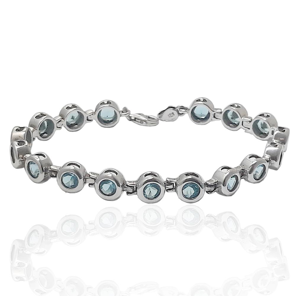 Bracciale tennis cipollina mm 7 con zirconi azzurri in argento 925 rodiato cm 19