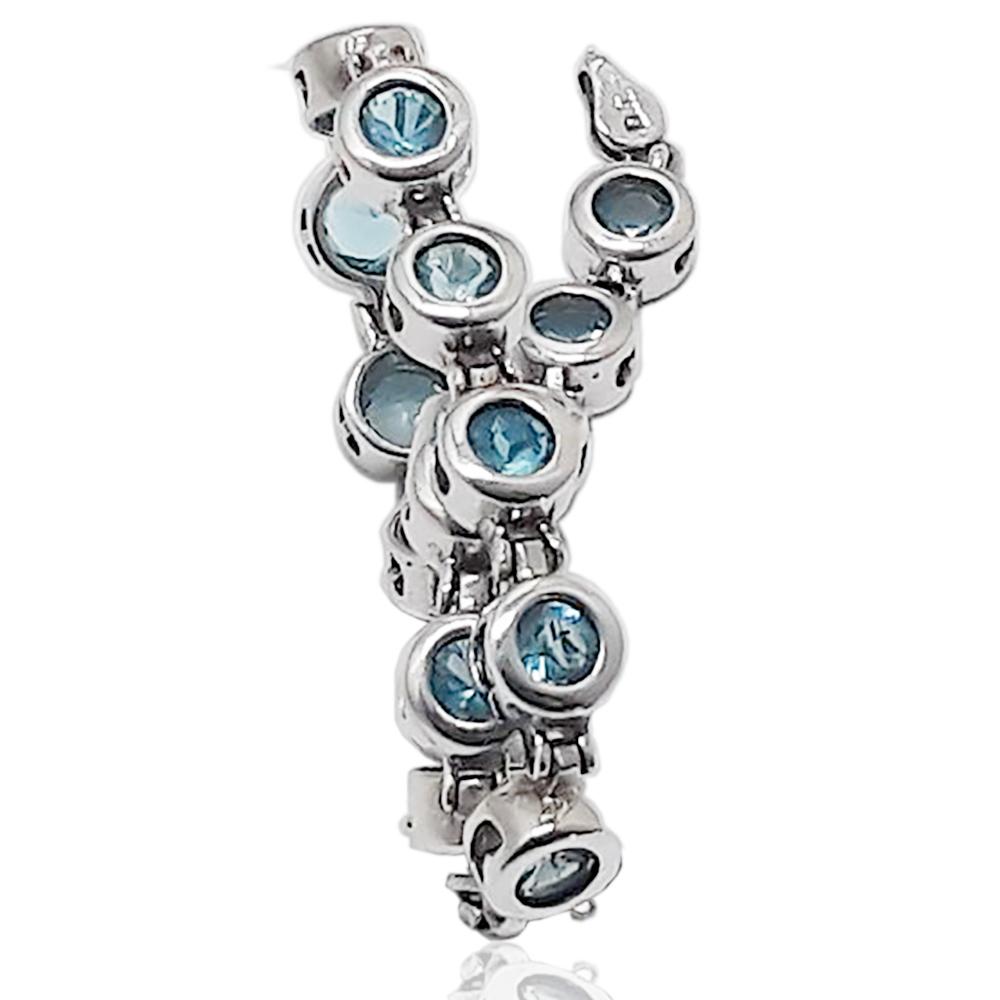 Bracciale tennis cipollina mm 7 con zirconi azzurri in argento 925 rodiato cm 19