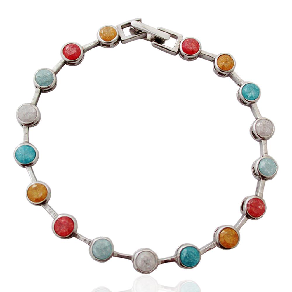 Bracciale tennis cipollino mm 5 cm 18 in argento 925 rodiato con zirconi cracked multicolor
