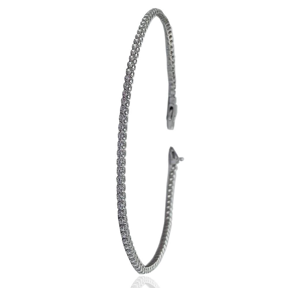 Bracciale tennis mm 1,5 in oro bianco 18 carati cm 18 con zirconi bianchi