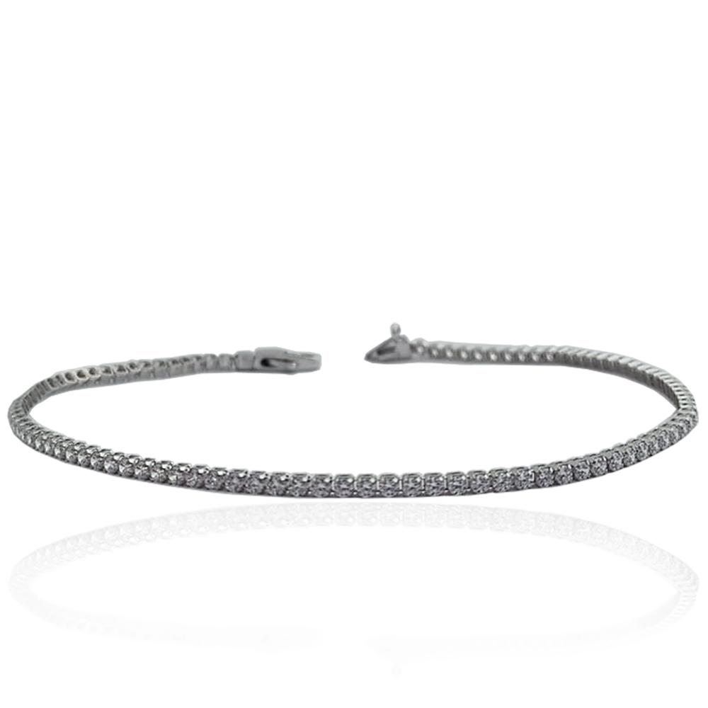 Bracciale tennis mm 1,5 in oro bianco 18 carati cm 18 con zirconi bianchi