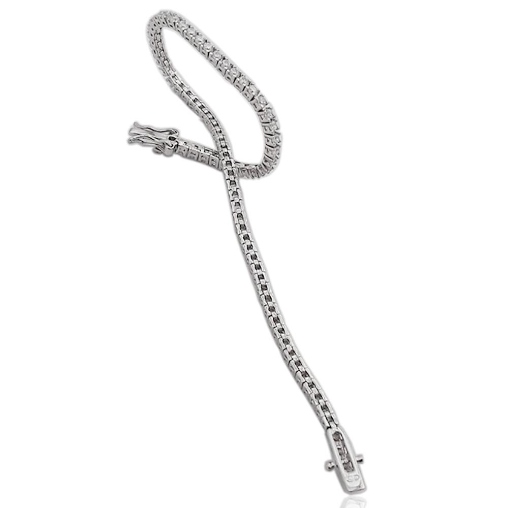 Bracciale tennis unisex mm 2 in argento 925 rodiato con zirconi bianchi in taglio brillante