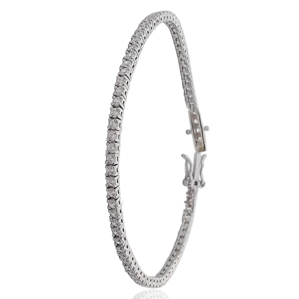 Bracciale tennis unisex mm 2 in argento 925 rodiato con zirconi bianchi in taglio brillante