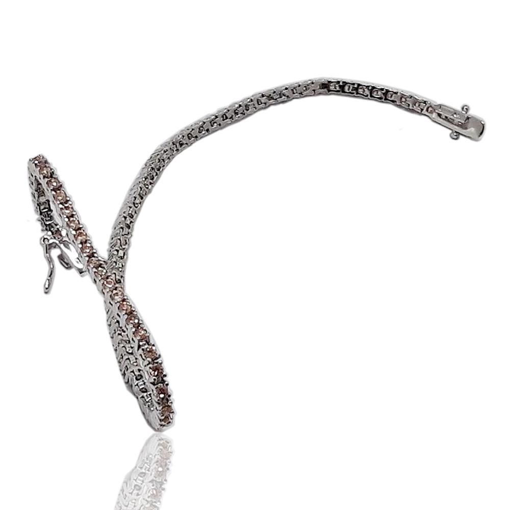 Bracciale tennis mm 2 in argento 925 rodiato con zirconi champagne cm 21